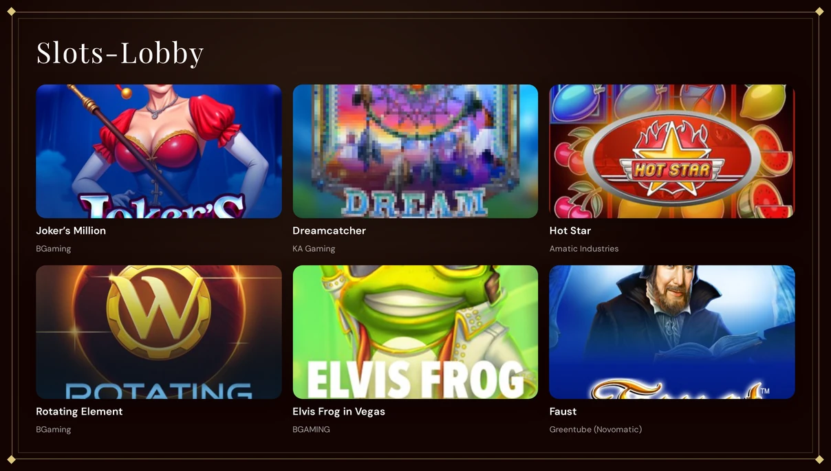 Spielen Sie Slots aus der Lobby